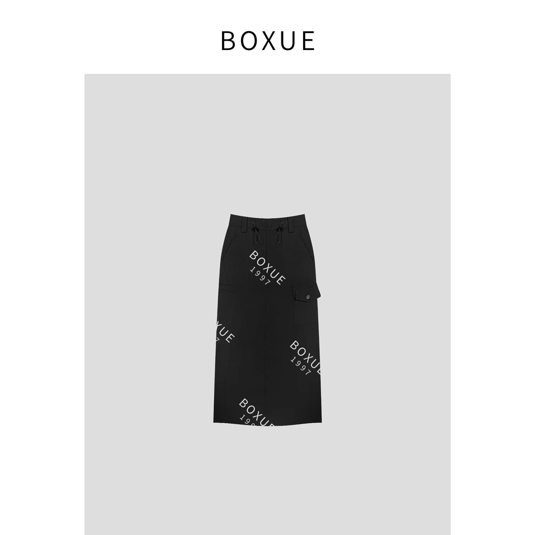 BOXUE “美式工装裙” 2024春季设计感拼接工装裙 裙子#240311Q717