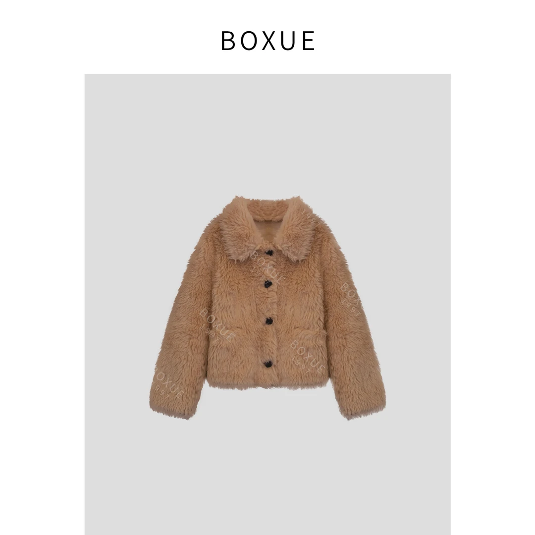 BOXUE  “云香” 2024冬季新款高级感羊毛翻领轻奢 外套#241025W524