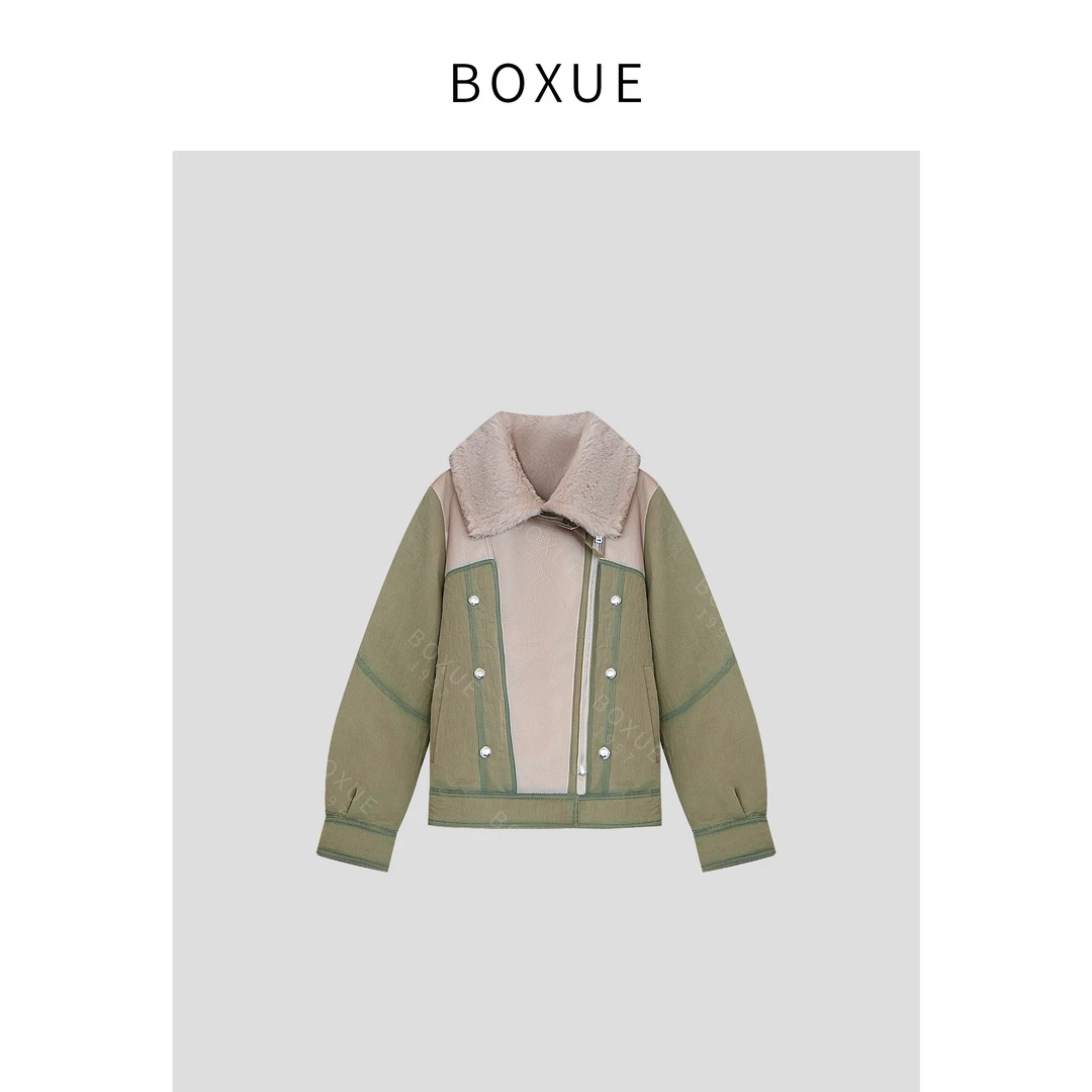 BOXUE 2024冬季90白鹅绒高级感皮毛一体羽绒服 外套#241005W33