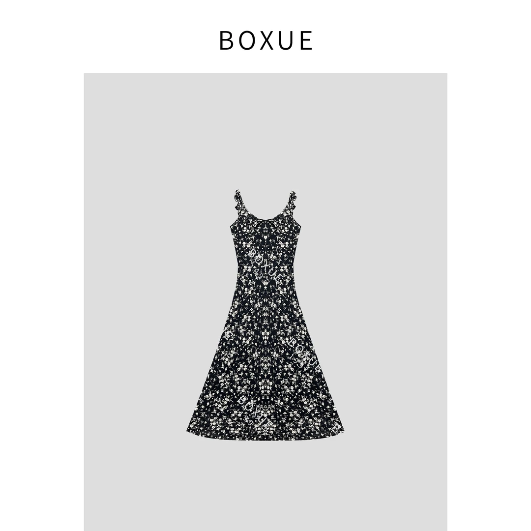 BOXUE“赴约”2024春季休闲时尚百搭碎花连衣裙 裙子#240308Q710