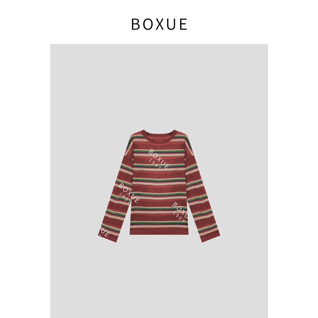 BOXUE ‘’安然‘’ 2024夏季时尚休闲条纹百搭 T恤#240601T78