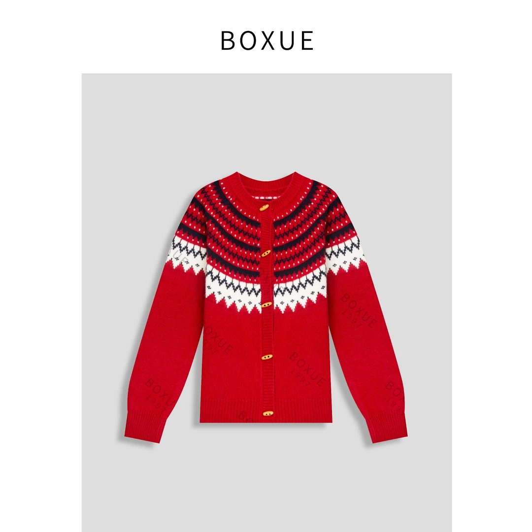 BOXUE “光辉”2024冬季新款高级100羊毛轻奢费尔岛 外套#241211W44