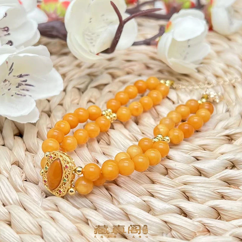 【藏真阁】H1124天然蜜蜡设计款时尚百搭手链