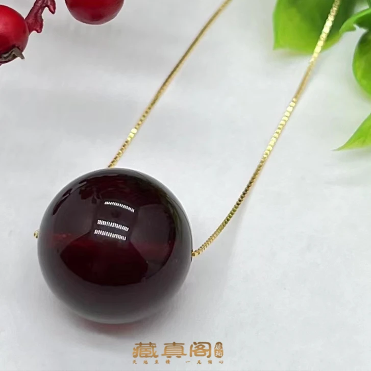 【藏真阁】H0513天然琥珀血珀17+血珀圆珠吊坠（微瑕 介意勿拍）