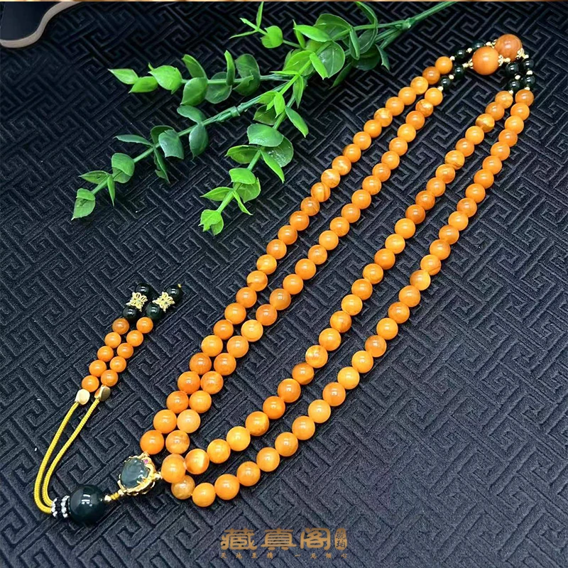 【藏真阁】H0864天然蜜蜡设计款108佛珠