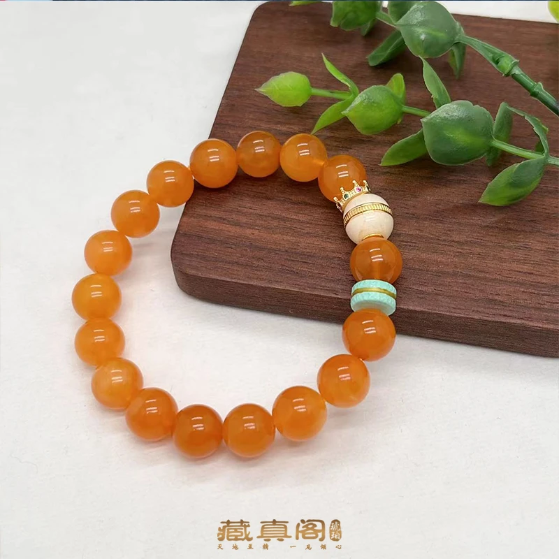 【藏真阁】H1434天然蜜蜡圆珠DIY手串