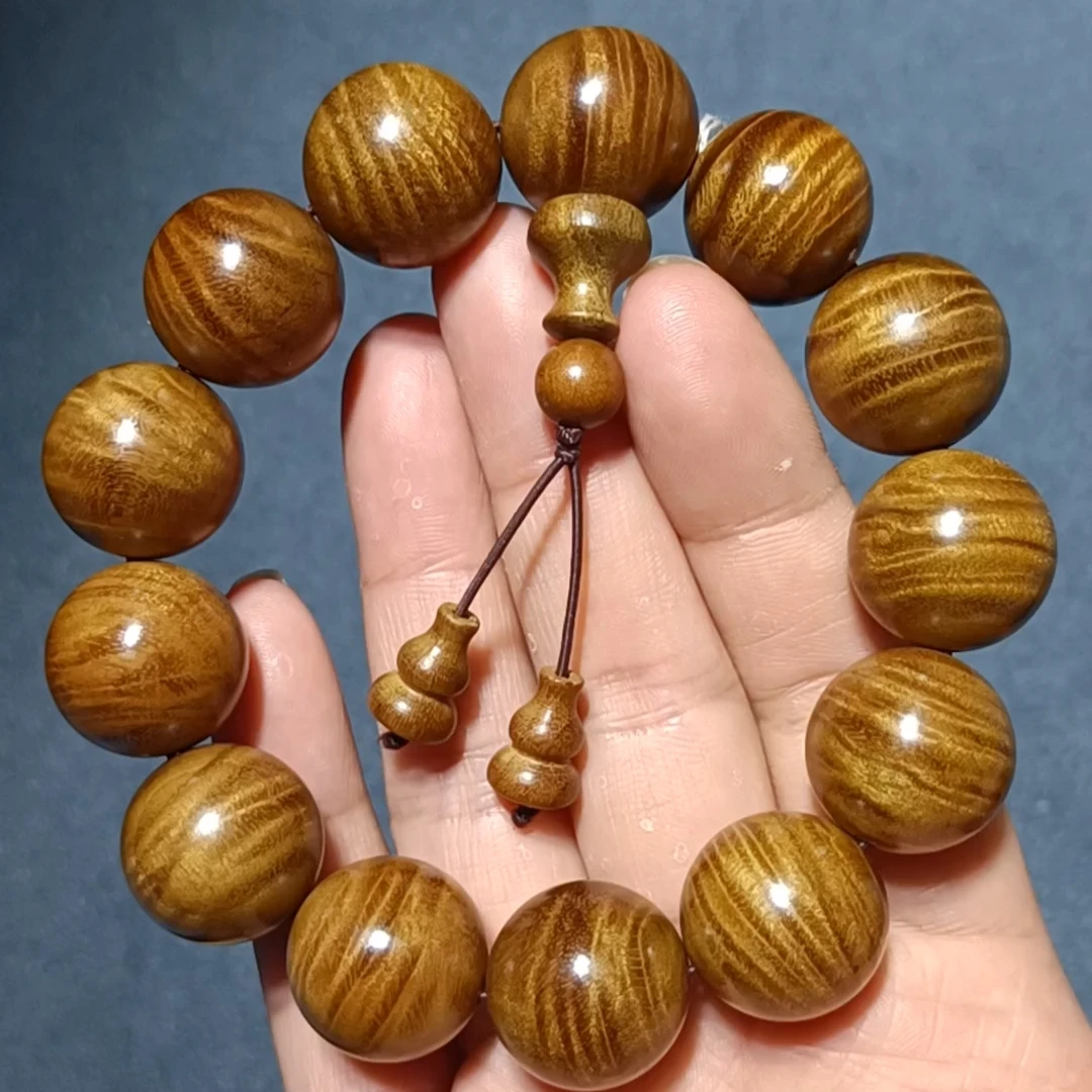 1.8闪电龙胆纹凤尾纹金丝楠木老料手串佛珠小叶桢楠木制品手把玩