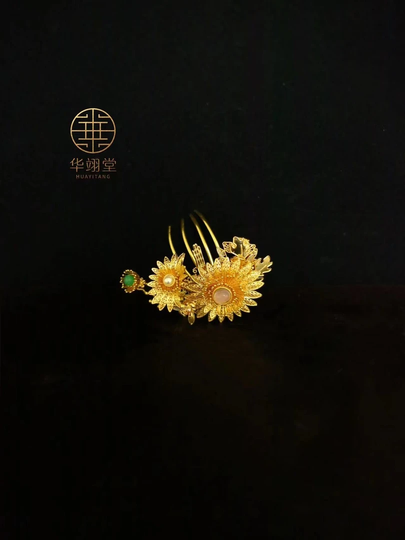 铜合金婚庆饰品 华翊堂原创设计汉服旗袍配饰日常向阳发梳