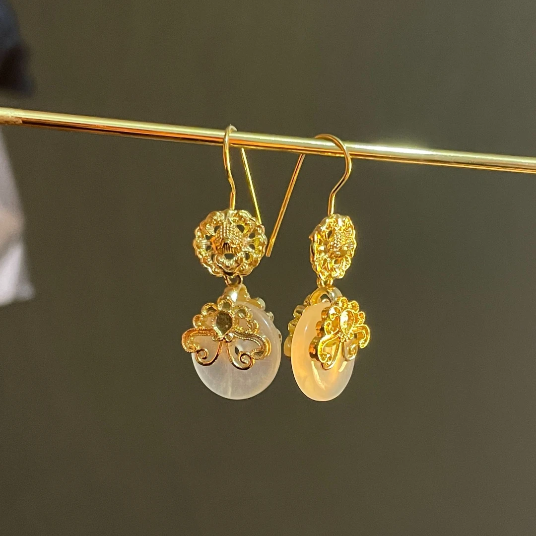 铜合金婚庆饰品 铜合金耳饰华翊堂原创时尚款日常佩戴平安扣耳饰