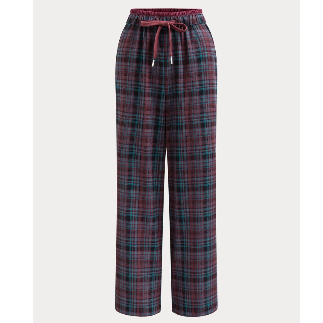 糖柒专柜品质春秋侧缝对格休闲时尚百搭设计感慵懒风直筒格子裤