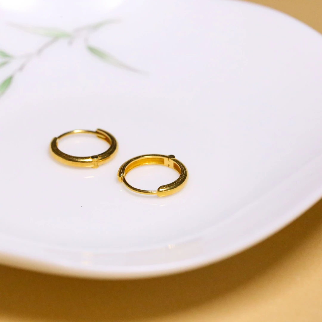 吴小吴珠宝 【素耳环】18K金耳配饰简约百搭圈圈气质
