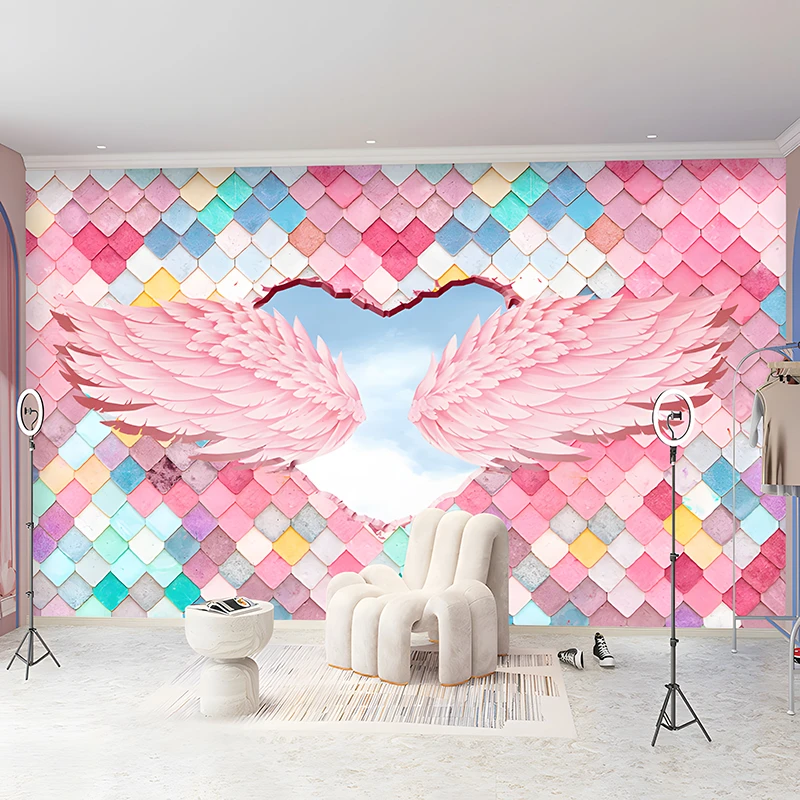 直播间背景墙布置无缝一整张可贴可挂可定制尺寸可加LOGO墙布墙纸