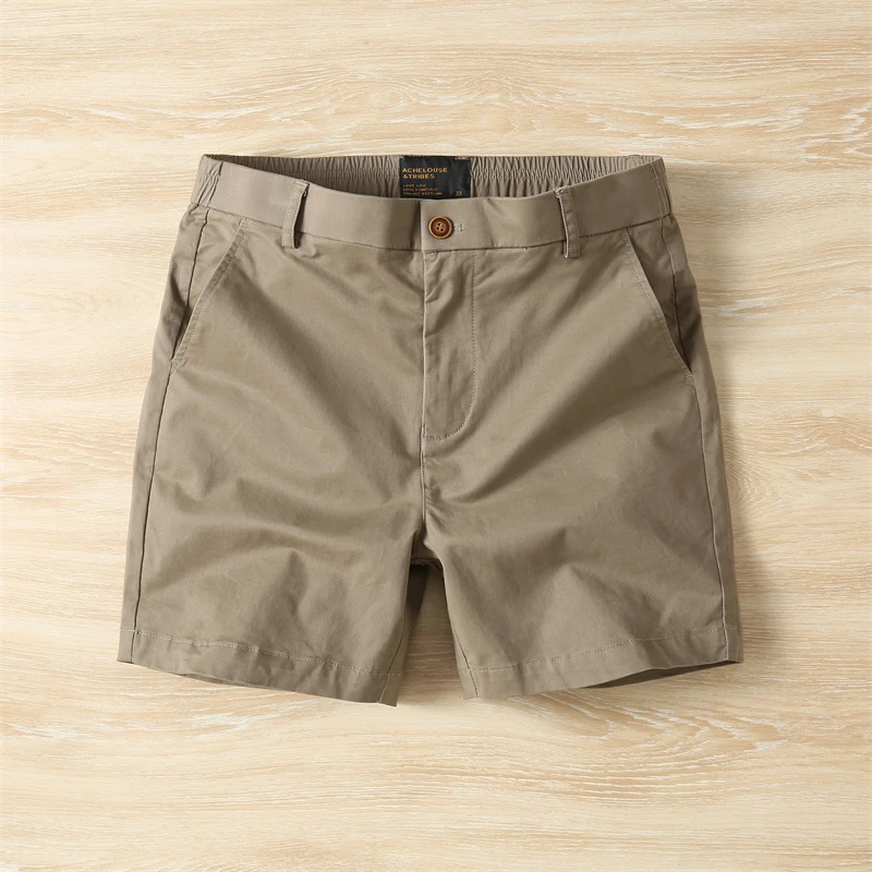 新款户外纯棉透气松紧腰短裤男 2024夏季薄款宽松直筒工装四分裤