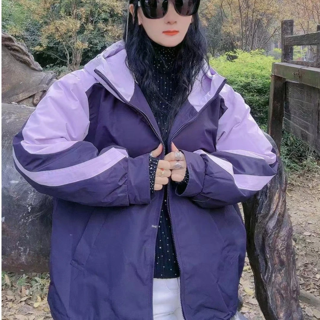 M34W053男女同款两件套冲锋衣短款90白鸭绒羽绒服