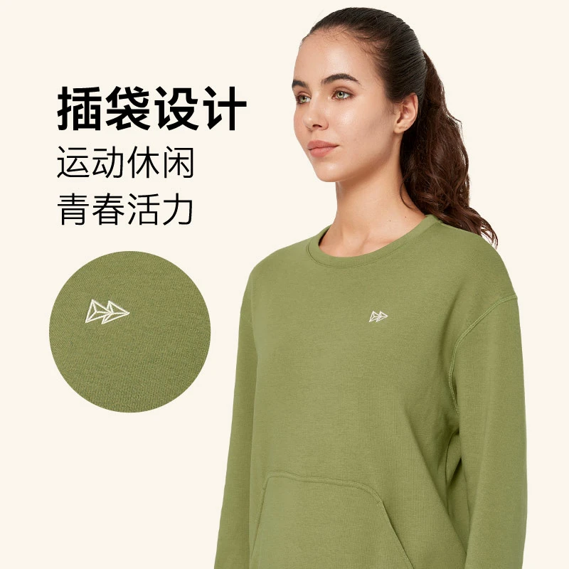 薏凡特长袖运动卫衣圆领套头温暖秋冬加绒宽松女户外时尚柔软亲肤