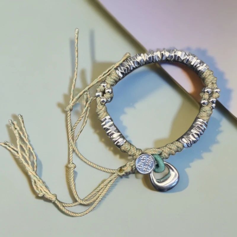 足银手链 【清仓】28g足银9999花团锦簇足银手串手工时尚简约