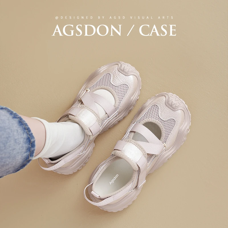 奥古狮登运动凉鞋女2025新款夏季薄款透气百搭轻便镂空增高老爹鞋