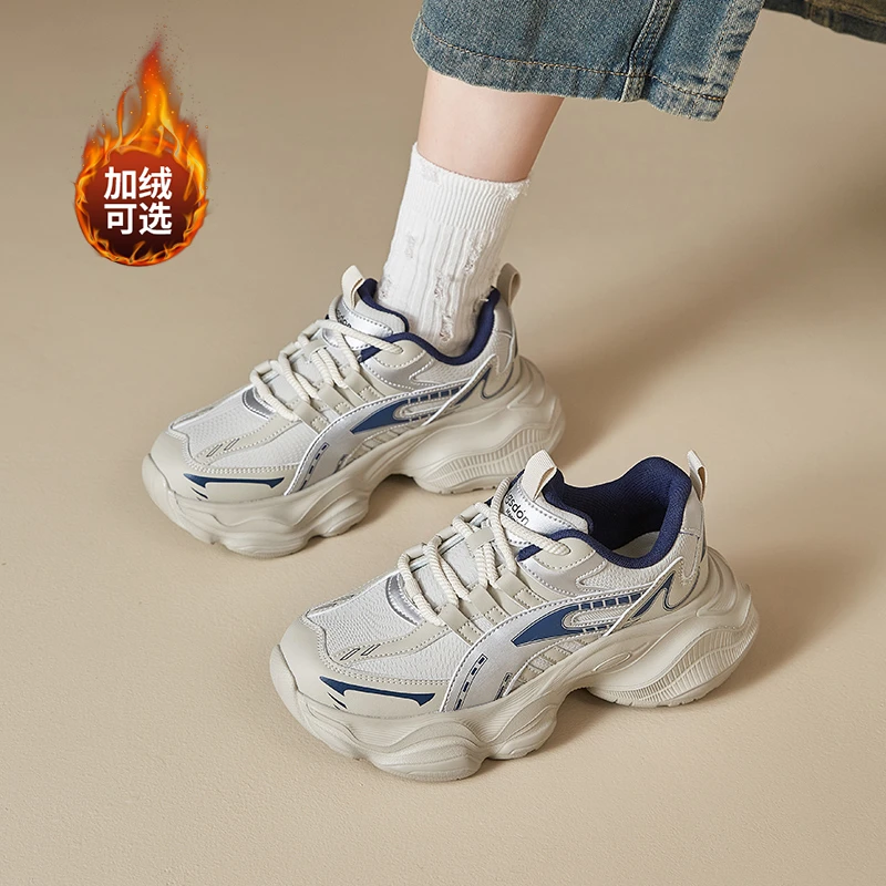奥古狮登厚底老爹鞋女2025新秋冬复古小个子增高休闲轻便运动鞋A