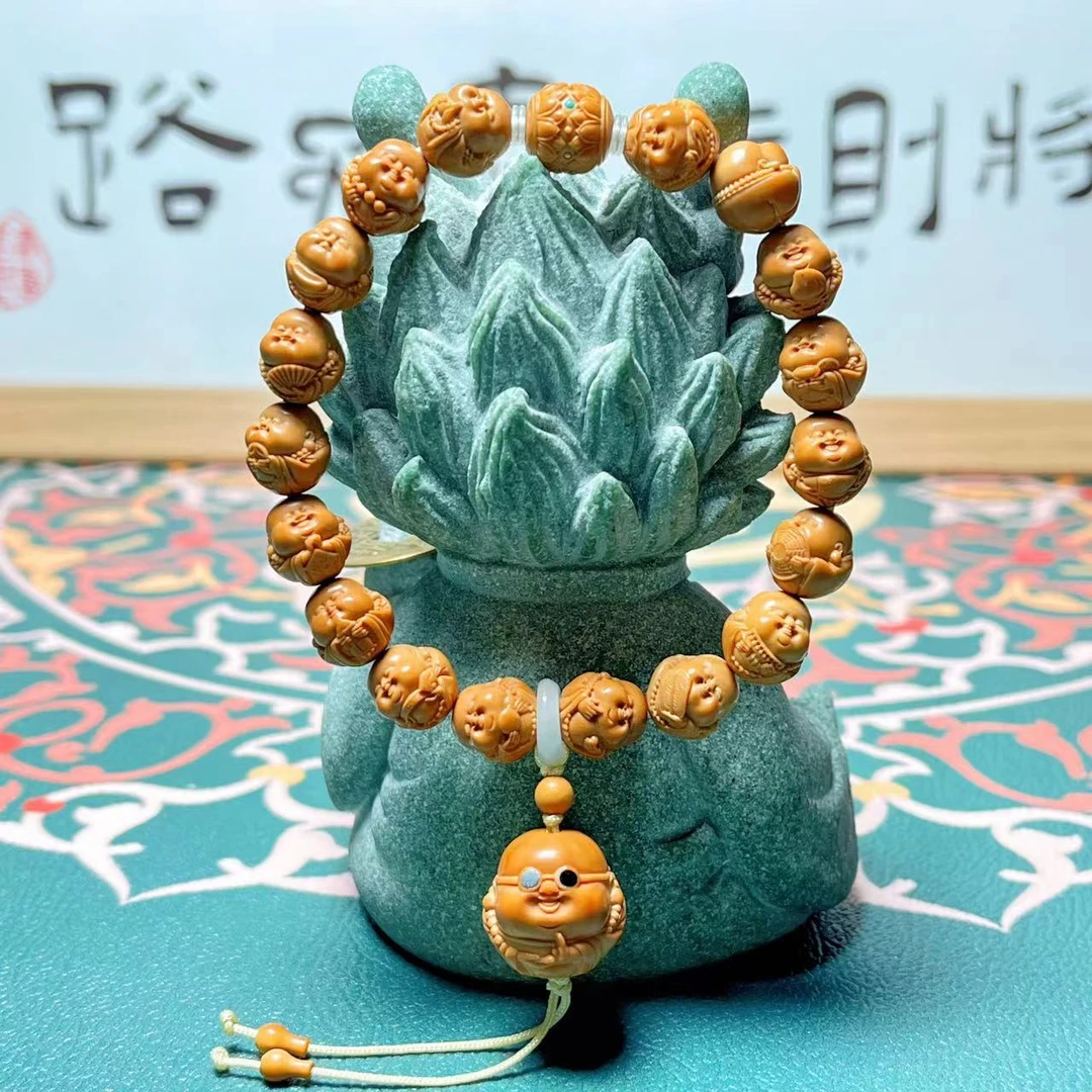 猴头核桃   1.1可爱弥勒（ 镶嵌金标+黑眼镜款）手串