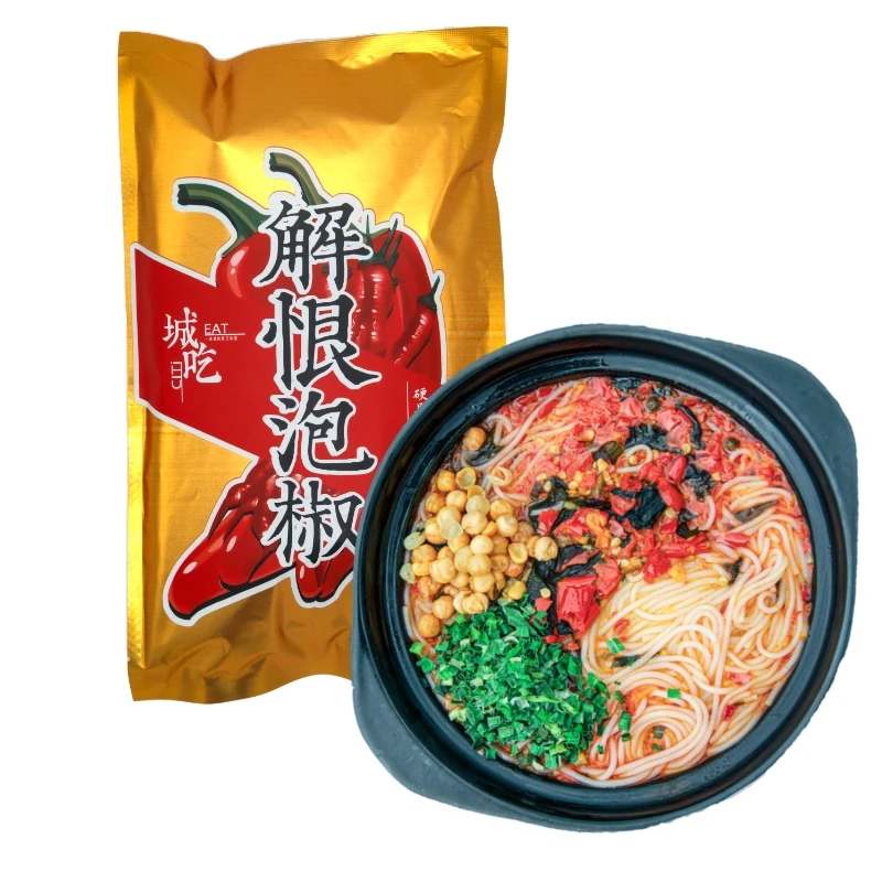城吃 重庆解恨泡椒米线地道爆辣味速食李米线铁锅哥快煮方便粉丝