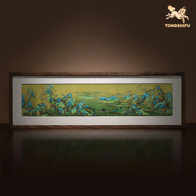 铜师傅 手工錾刻 铜雕画 《千里江山之秀丽山河（桌面）》装饰画精致