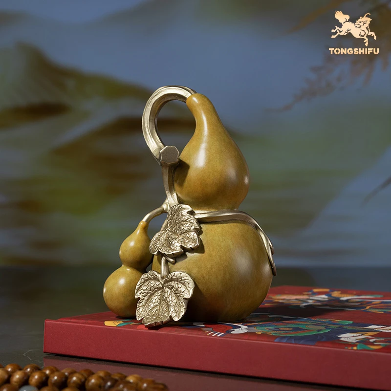 铜师傅 《福禄绵绵》客厅桌面铜葫芦摆件 家居装饰工艺品