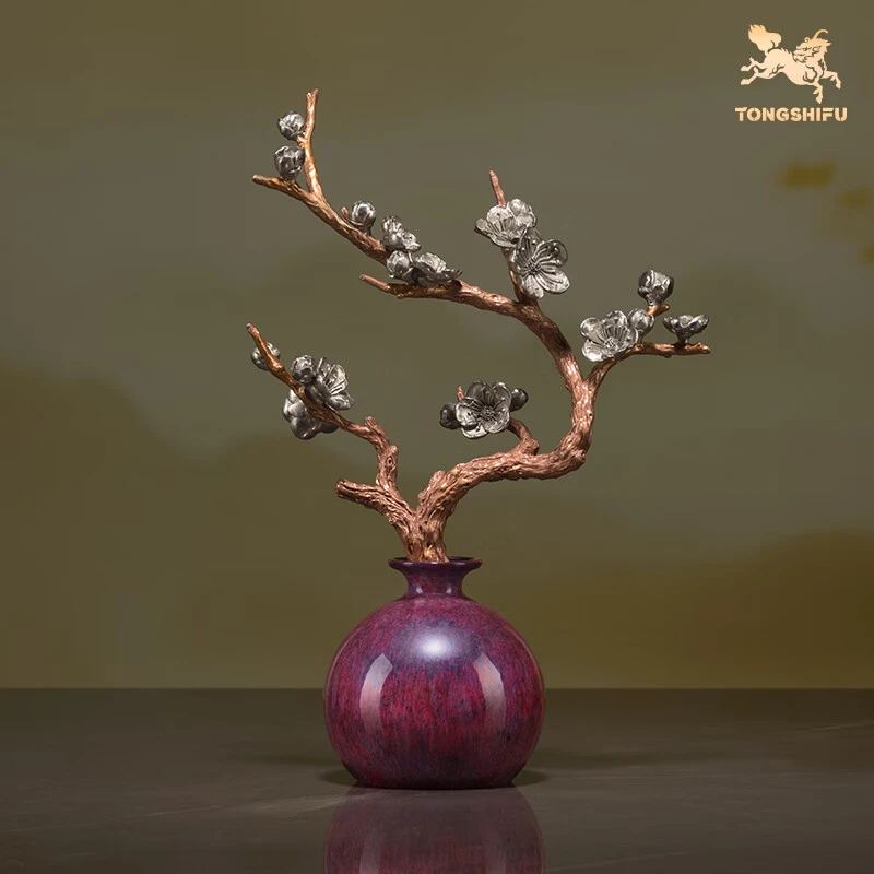 铜师傅《暗香浮动》客厅桌面铜花瓶摆件 家居装饰工艺品