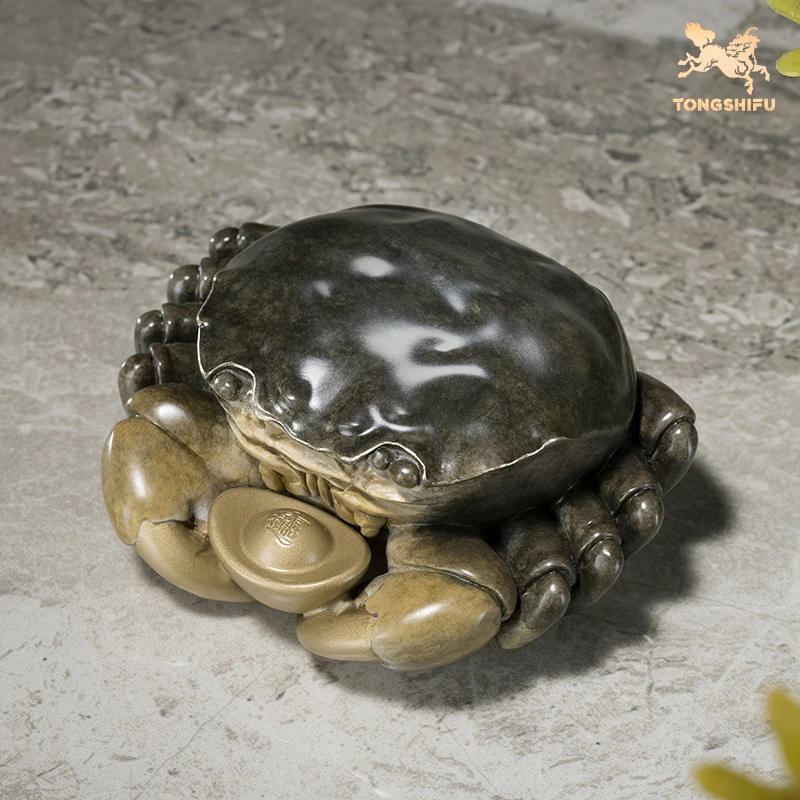 铜师傅 《钳财》客厅桌面铜螃蟹摆件 家居装饰工艺品