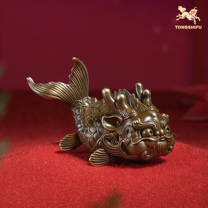 铜师傅 《鱼化龙》客厅桌面铜摆件 家居装饰工艺品