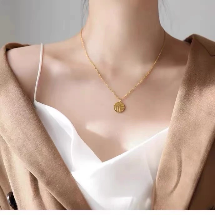 钛钢项链 福牌项链