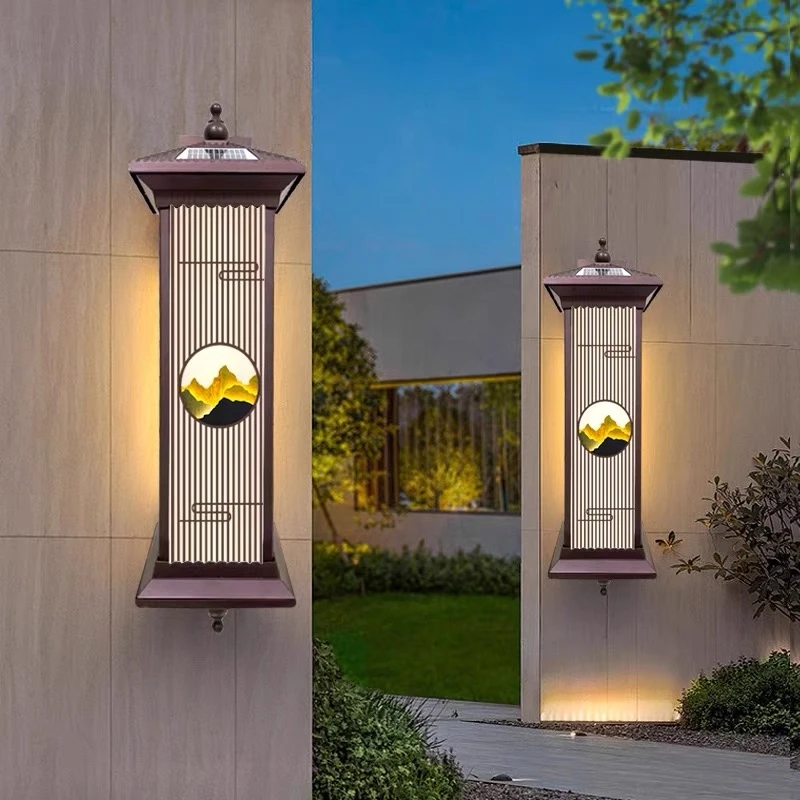 走廊外墙日照金山户外壁灯防水别墅太阳能庭院露台灯大门灯室外阳