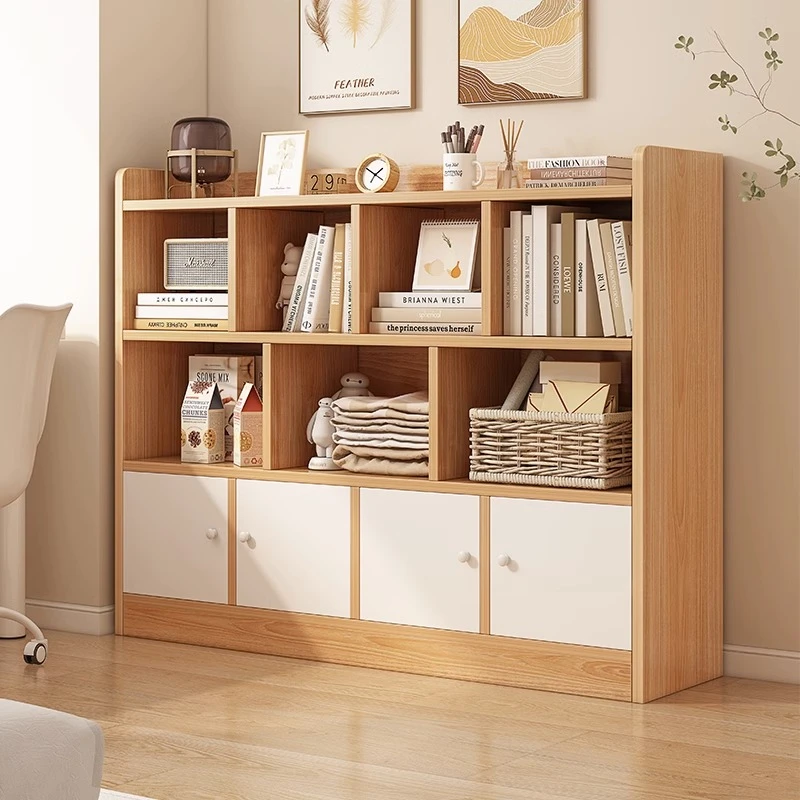 落地书架书柜置物架学生储物柜矮柜收纳防尘客厅格子靠墙柜子家用