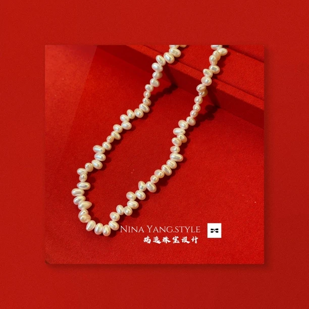 铜合金项链 瑞逸DESIGN【小灯泡】清水珠珠手工气质白色项链DMN0448