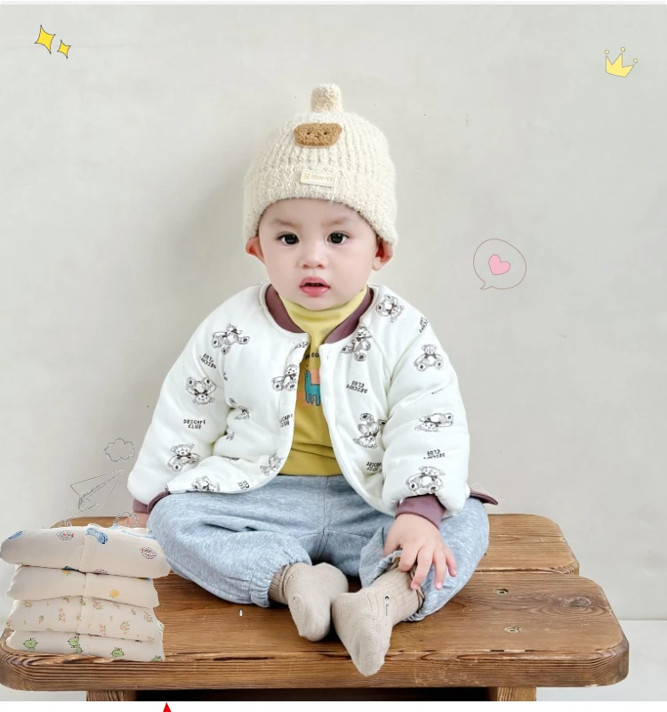 婴儿外出秋冬款保暖加厚夹棉儿童宝宝小开衫棉内胆婴幼儿上衣冬