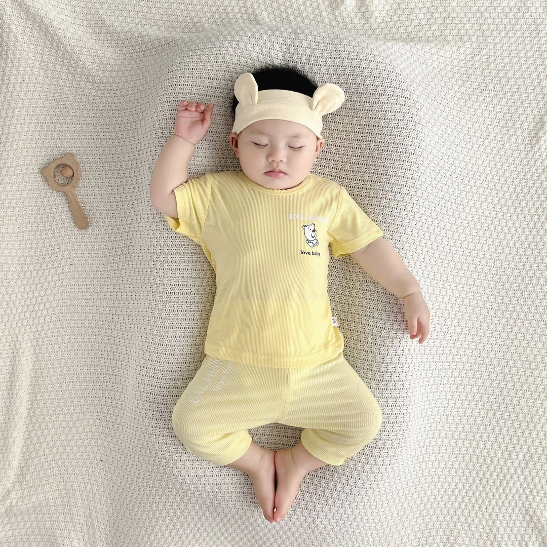 贝婴良品夏季套装儿童薄款短袖婴儿半袖上衣分体男女宝宝衣服