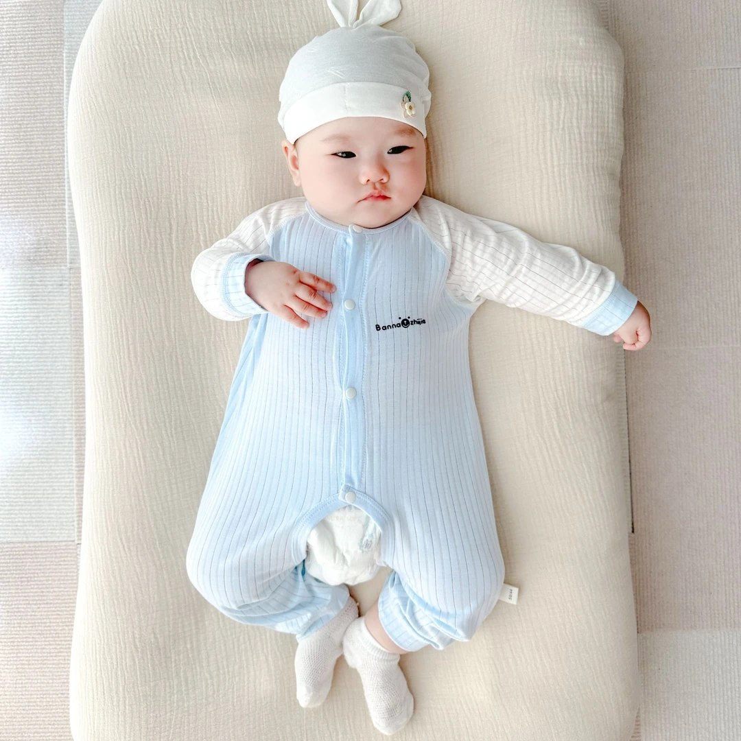 婴儿衣服夏季连体衣薄款新生儿哈衣外出服超萌宝宝睡衣长袖无骨