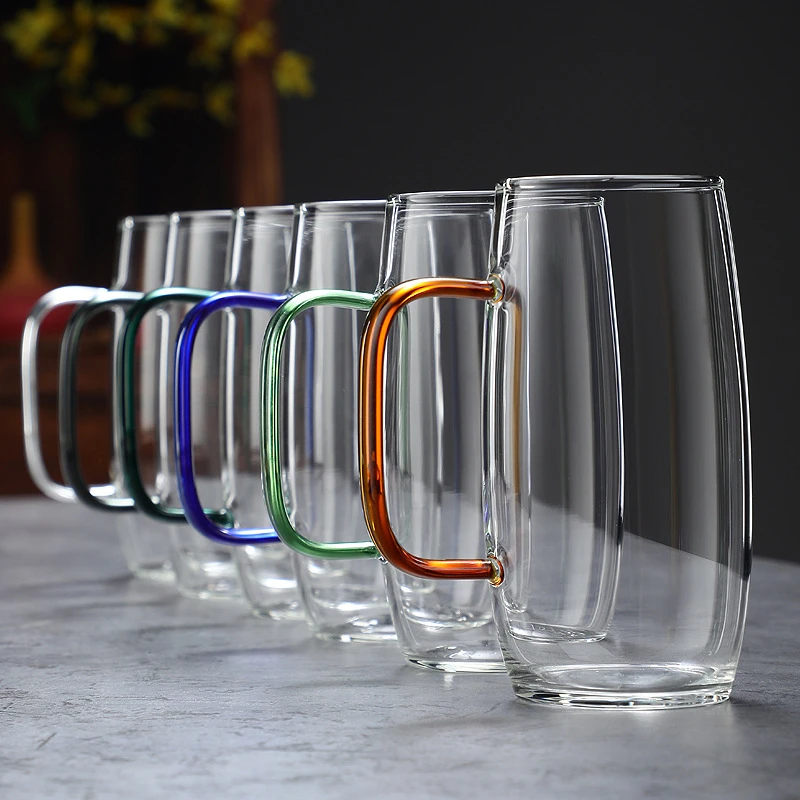 简约加厚透明高硼硅玻璃耐热家用大容量喝水绿茶杯泡茶杯水杯玻璃