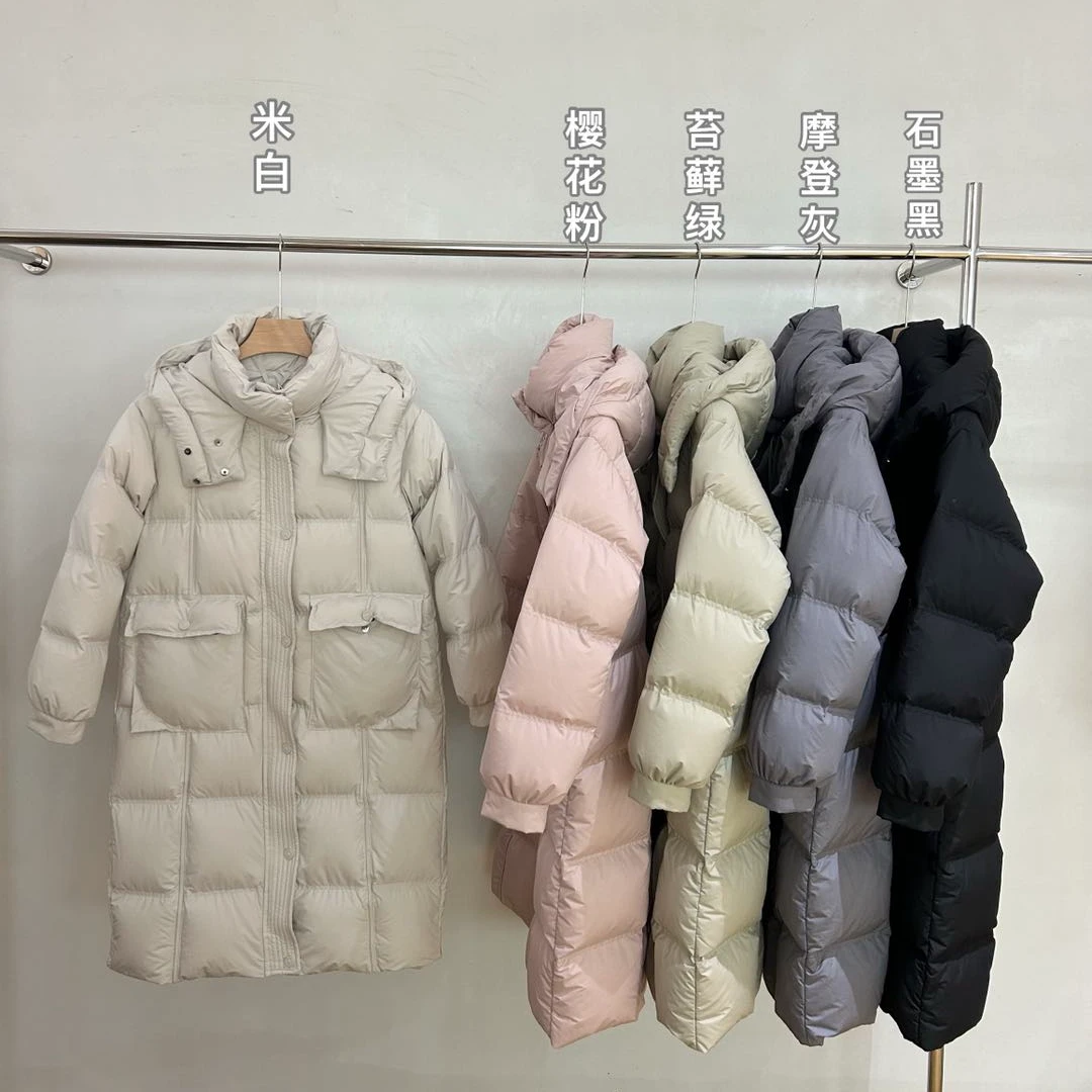 【8003-CC】口袋款中长羽绒服轻便保暖分区充绒无异味