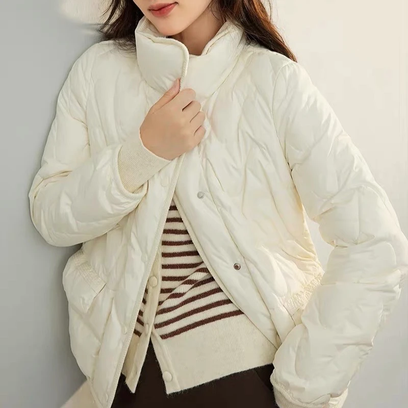 【6872-yq】冬季新款时尚休闲轻薄秋冬立领显瘦小个子百搭羽绒服