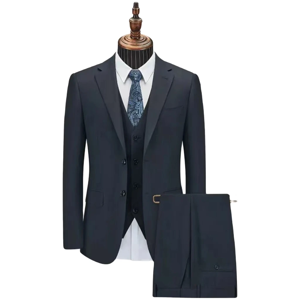 【80羊毛-藏青色-整套】80%羊毛男士西装西服套装-8093