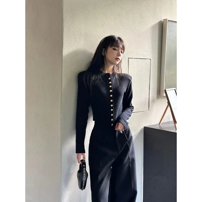 【大鱼专享】avenement/金属扣廓形外套/高级显瘦针织开衫毛衣