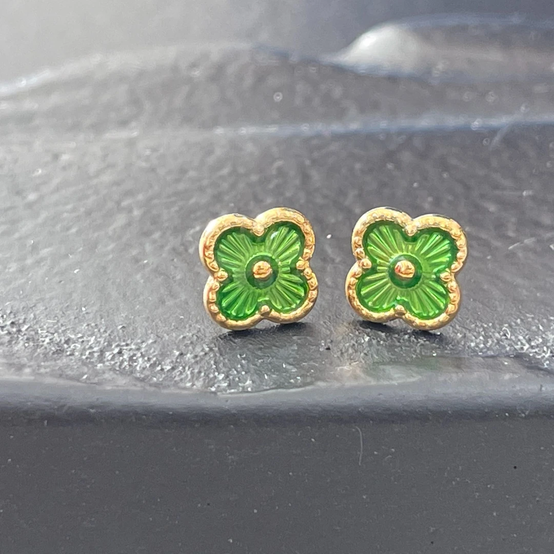 40 SZ100040 18k金 AU750金耳钉 四叶草耳钉 百搭时尚 【王伟优选】