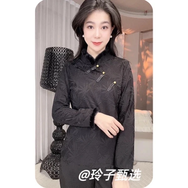 新中式改良短款旗袍打底衫女内搭秋冬季2025新款国风小衫长袖上衣