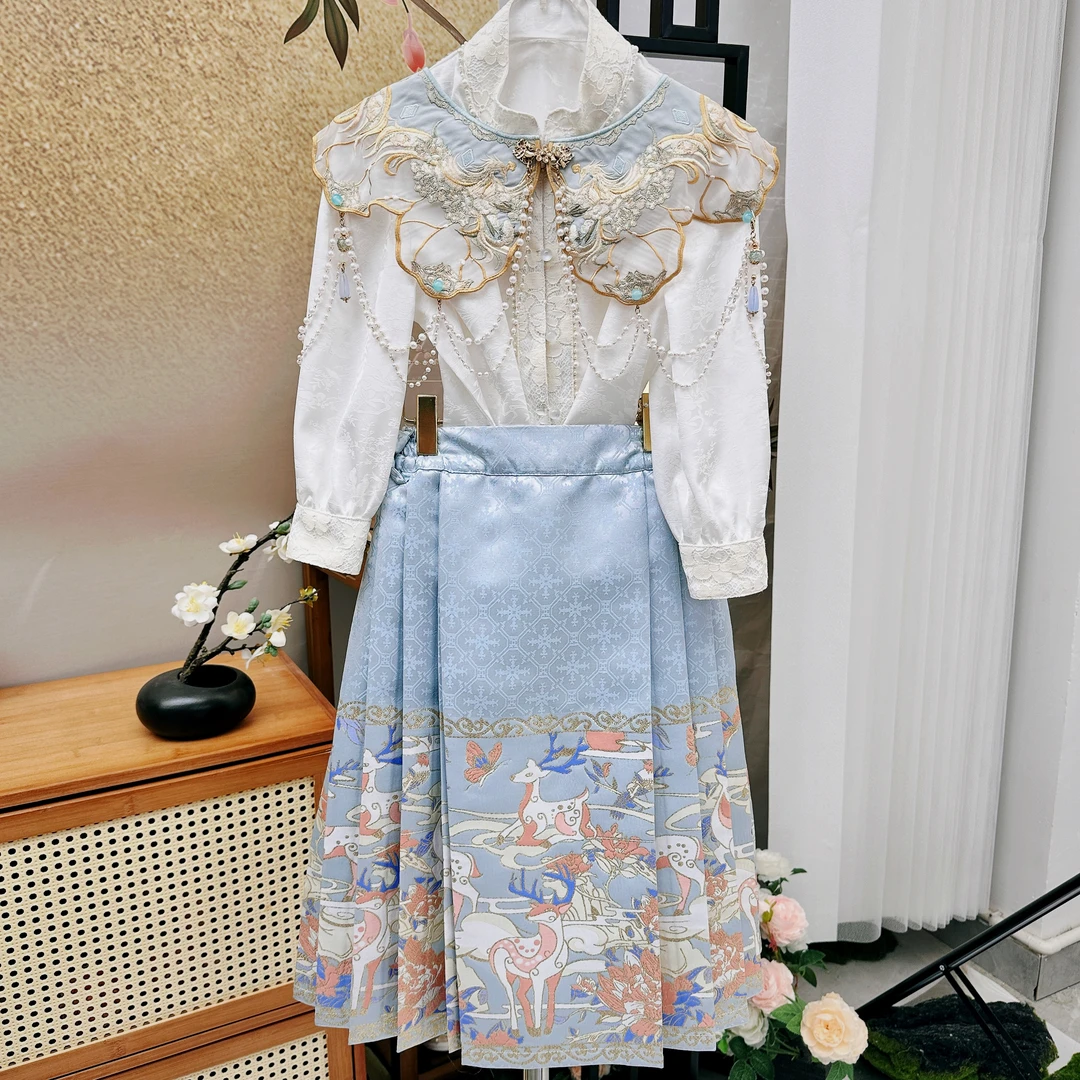 【风雅颂】明制秋季马面裙汉服女童马面裙国风新中式儿童礼服重工礼