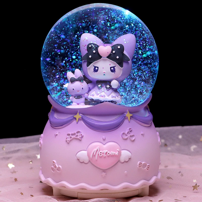 可爱卡通库洛米水晶球音乐盒旋转发光飘雪八音盒儿童女生生日礼物