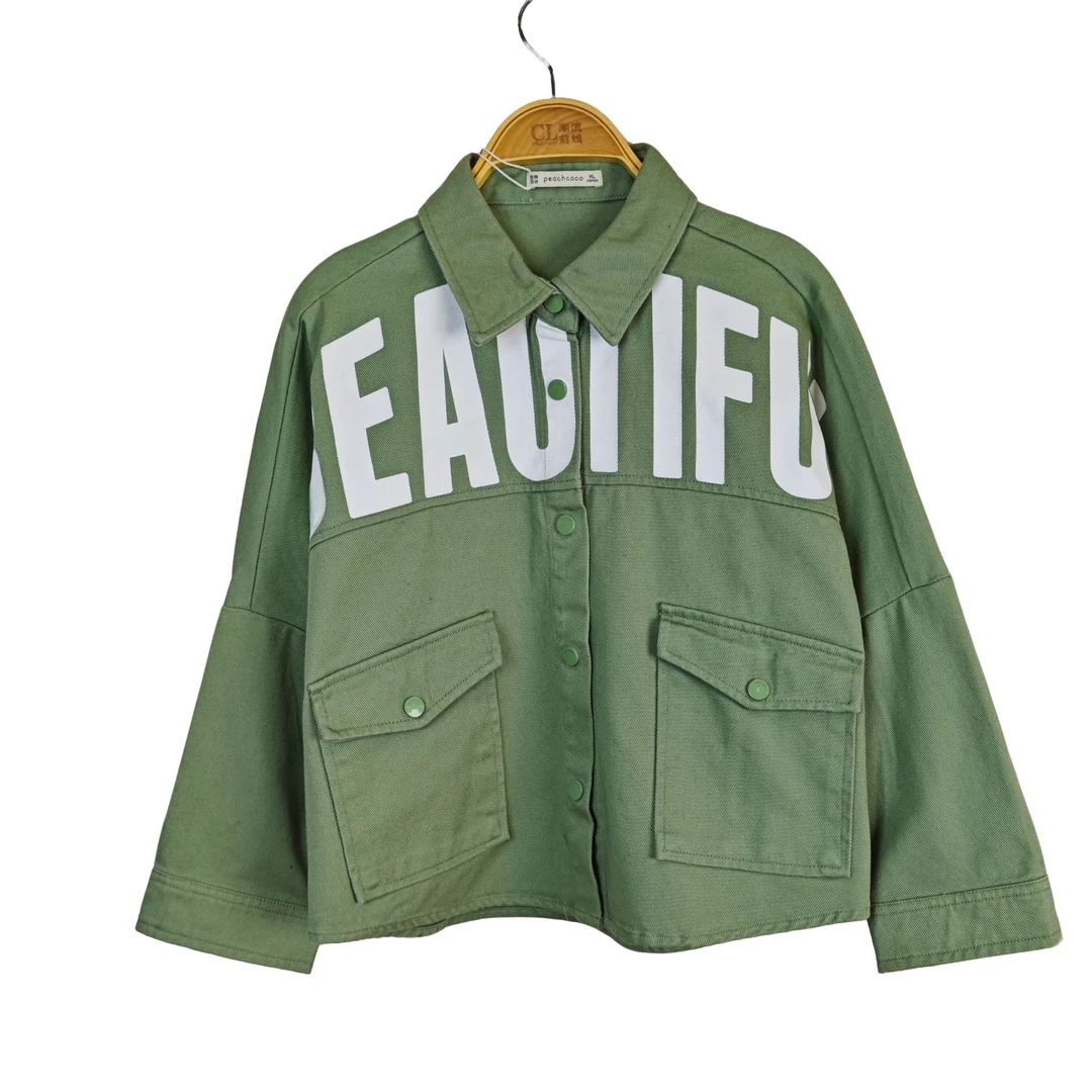 春季潮流印花纯棉纯色女外套 #K6BB8110