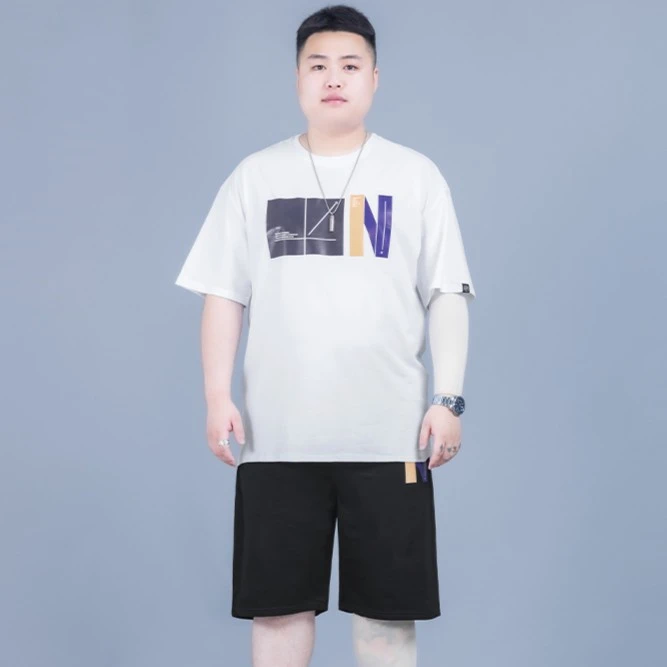 【新款休闲套装】夏装大码男装宽松胖子加大码潮流衣服休闲运动装