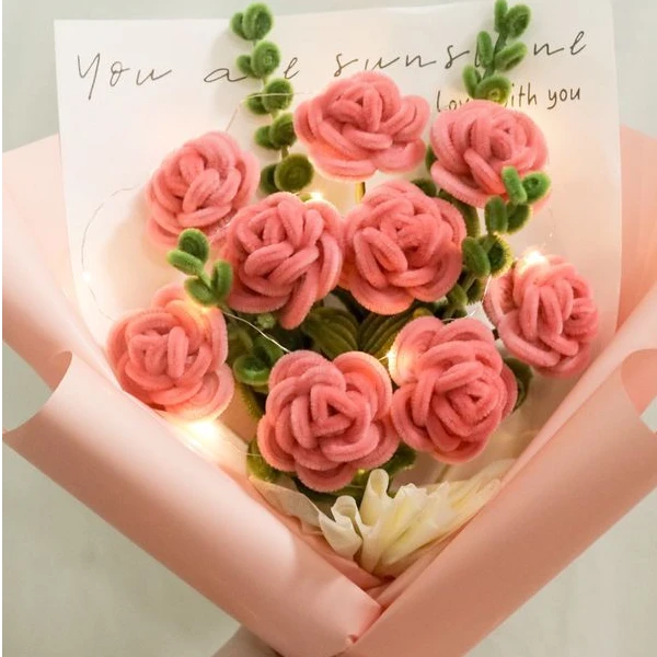 扭扭棒花束玫瑰花材料包手工diy郁金香自己做38女神节送女友礼物