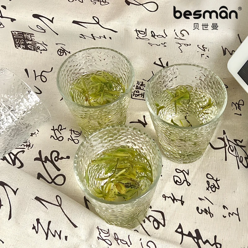 【6只装】贝世曼6只装锤纹玻璃杯果汁杯简约茶杯饮料杯220ml