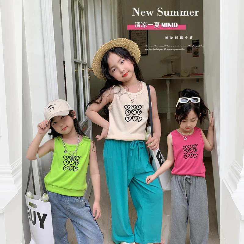 mini旦女童装打底背心夏季新款儿童洋气百搭吊带上衣可外穿潮